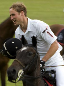 Preeppy Prince William plays polo in a polo shirt. Photo by Simon Taylor.